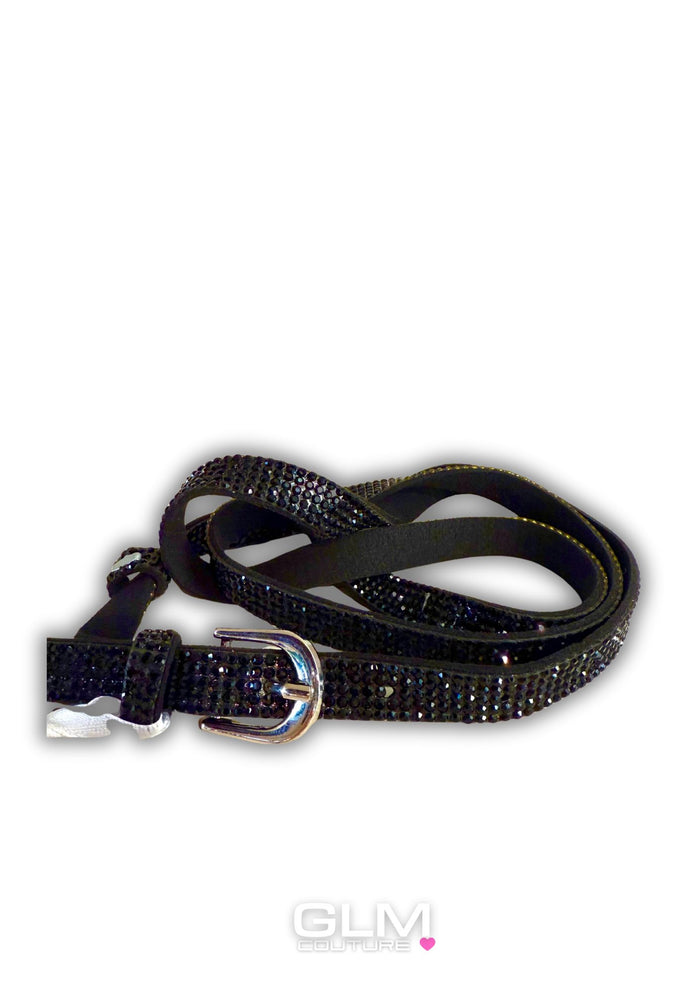 Cintura Ecopelle Nera con STRASS