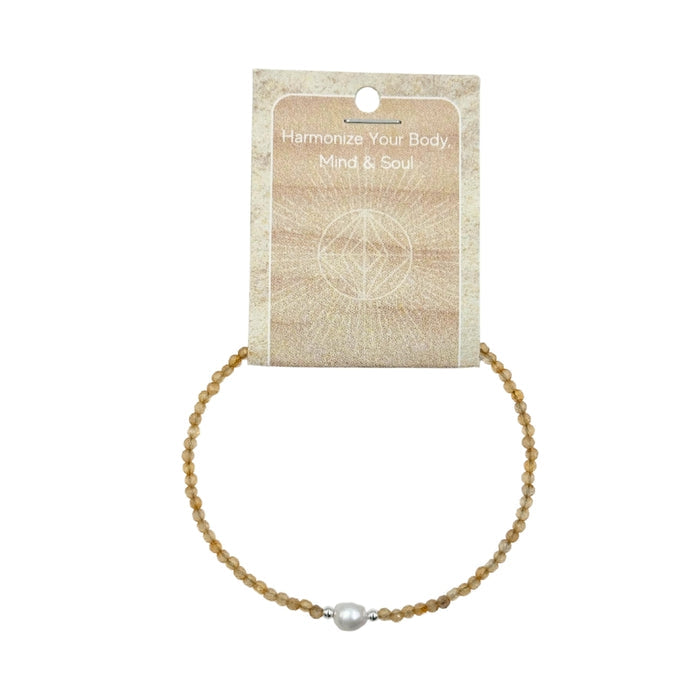 Citrine Faceted Stone & Pearl Collection Bracelet