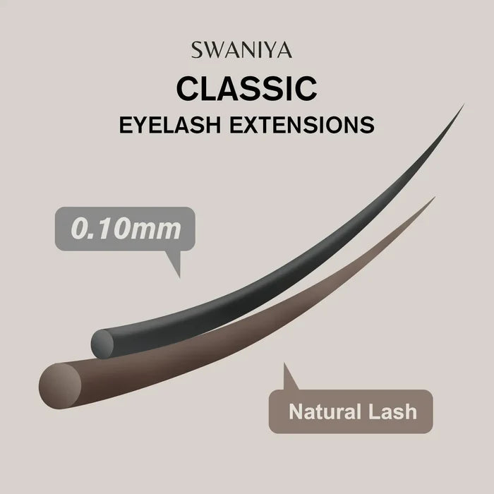 Natural Classic Eyelashes Extensions 0.10mm| Swaniya Lashes