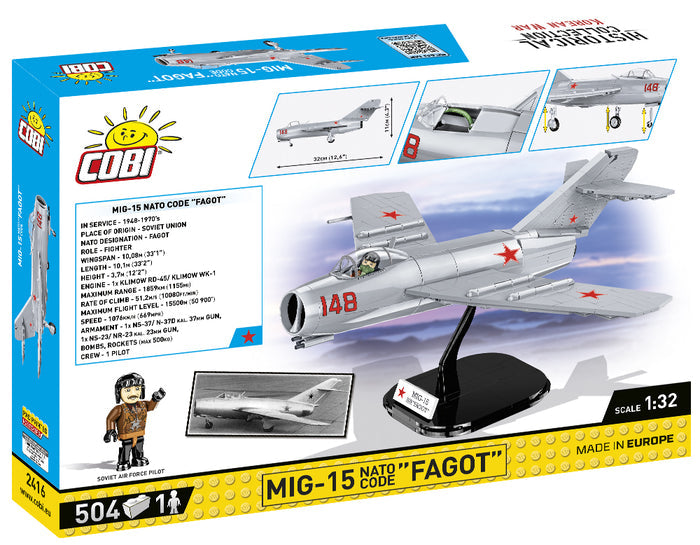 COBI 2416 Russian fighter aircraft MIG-15 FAGOT Korean War(504PCS)