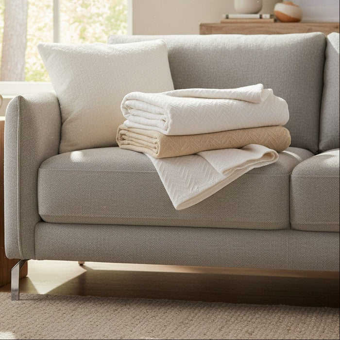 Herringbone Weave / White / Twin 66"X90" 2.50 lb 6 PK