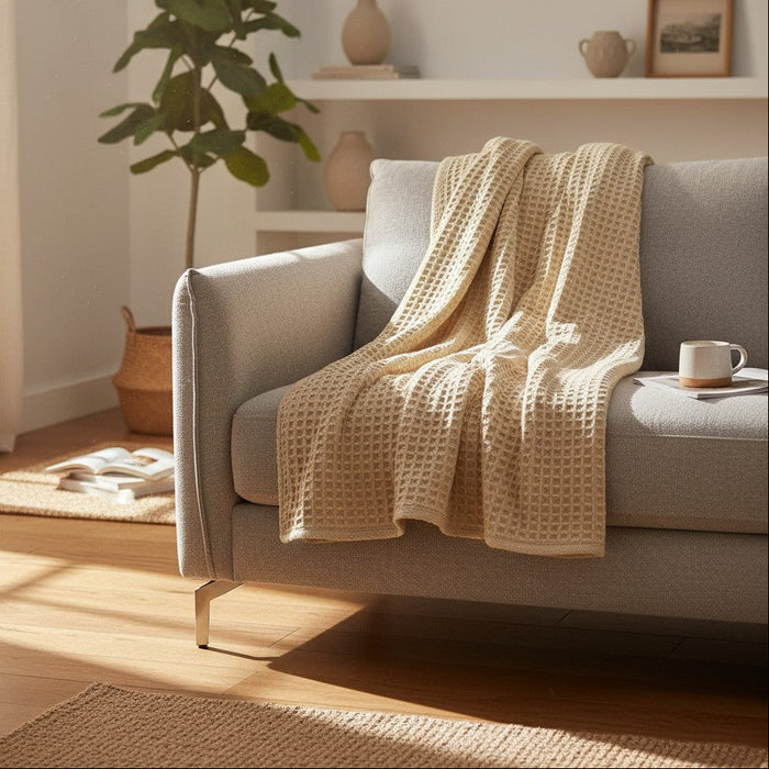 Honeycomb Weave / Beige / Twin 66"X90" 3.00 lb 6 PK Box