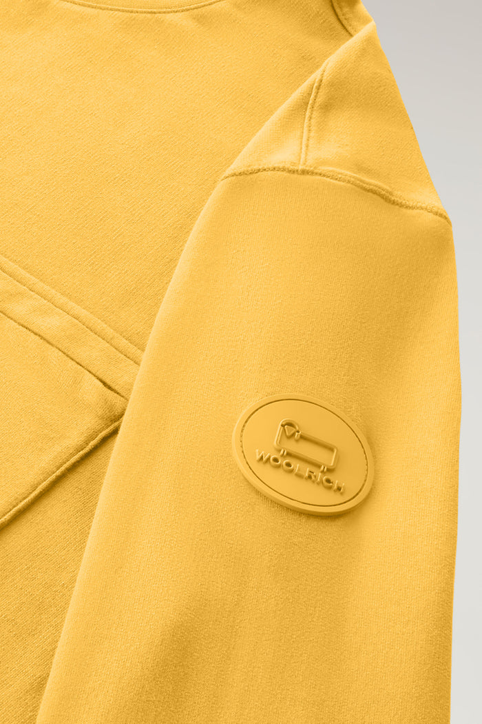 Crewneck In Pure Cotton Fleece With Zip Pocket Fire Yellow