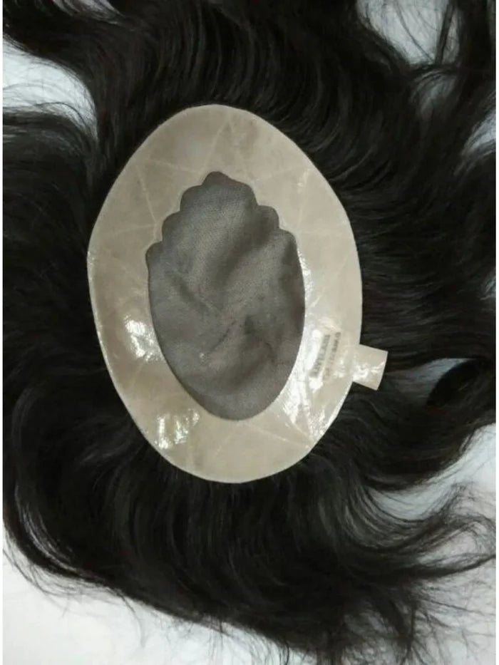 CRIBE Black 14 Inch Human Hair Patch Wig for Men