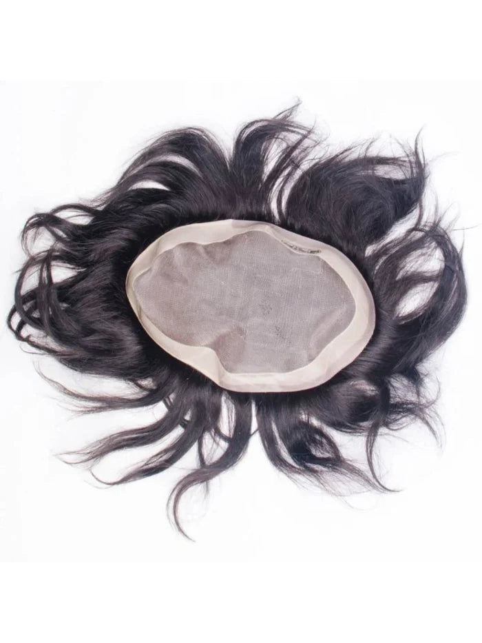 CRIBE Black 14 Inch Human Hair Patch Wig for Men