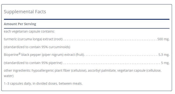 Curcumin 500 with Bioperine 120 capsules by Pure Encapsulations