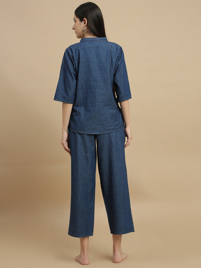 Premium cotton denim wash co ord set for women