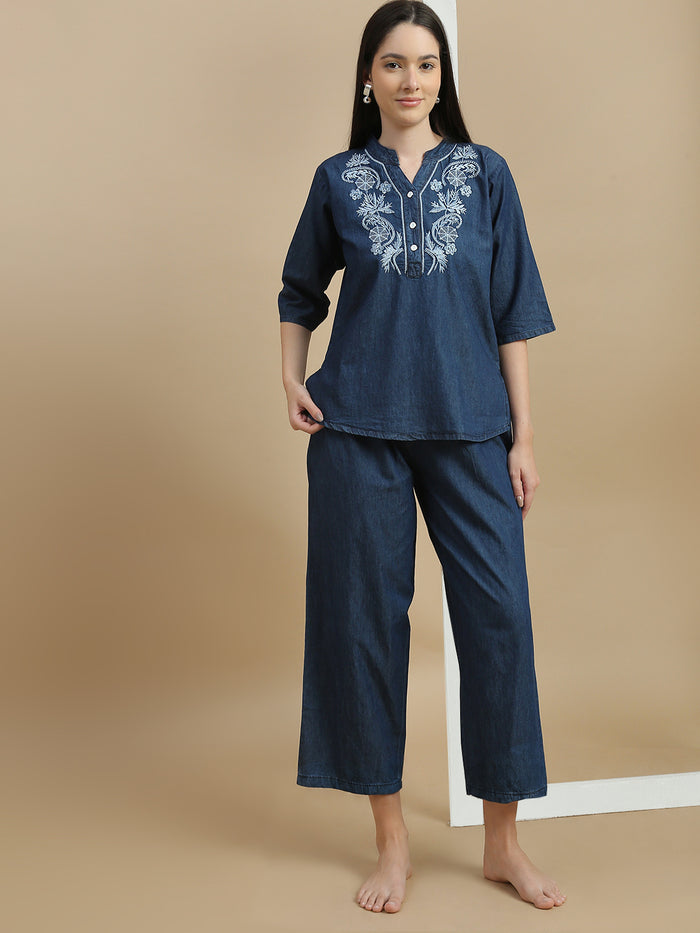 Premium cotton denim wash co ord set for women