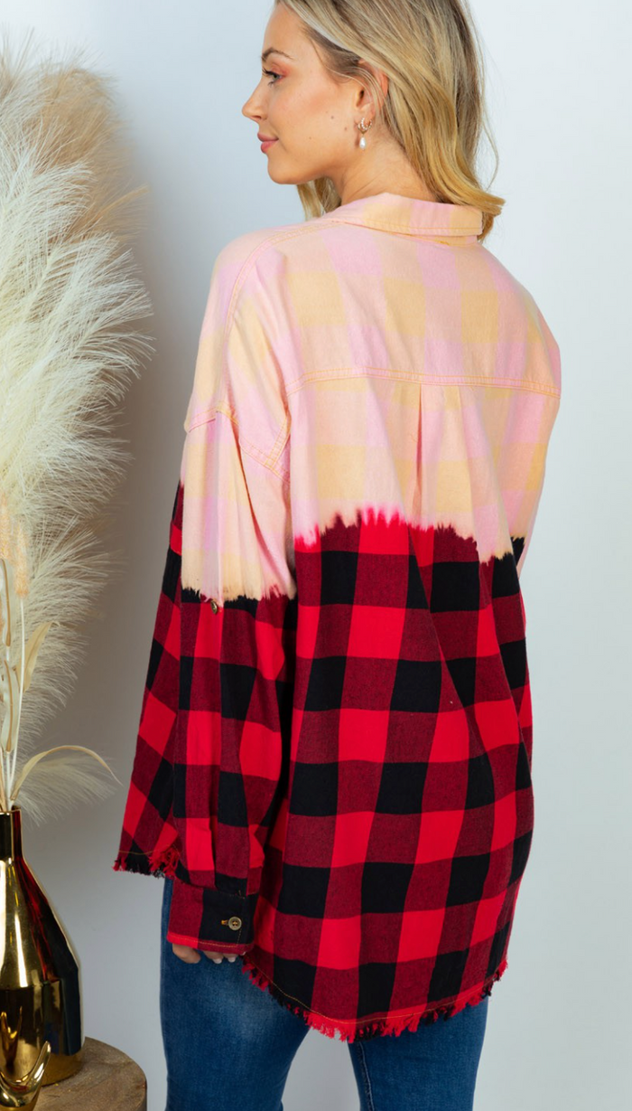 Deep Dye Plaid Button Down Shirt