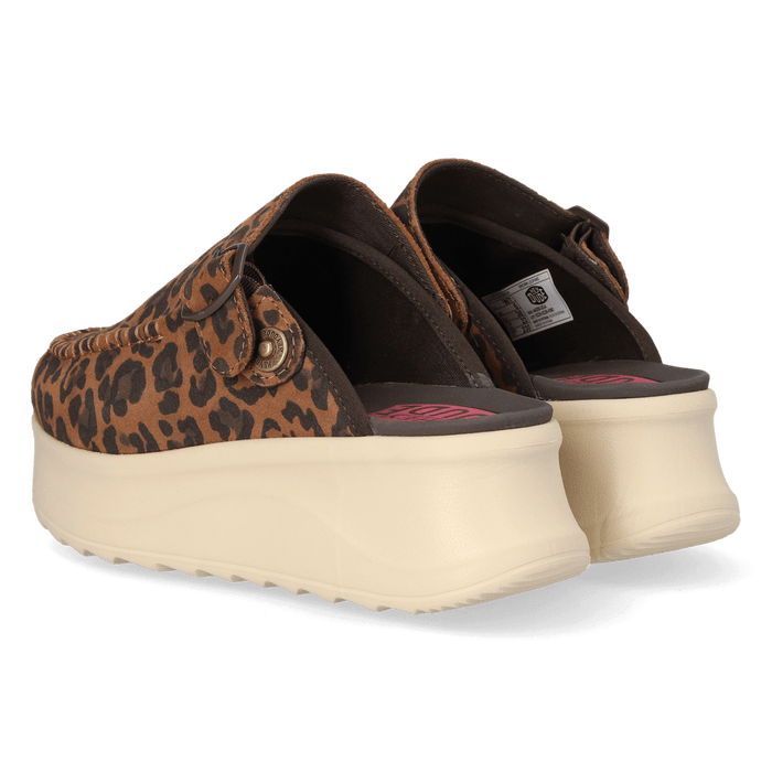 Delray Clog Suede Dames Instappers Brown Leopard