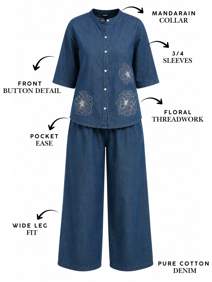 Denim co ord set for women lightweight travel wear