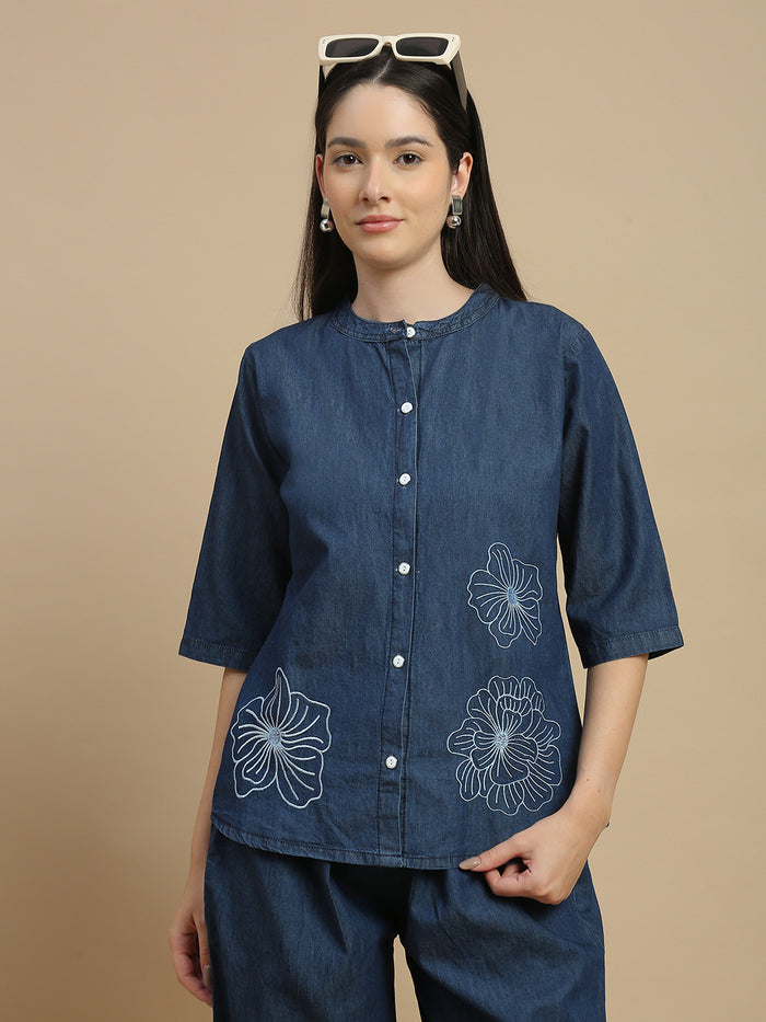 Denim co ord set for women lightweight travel wear