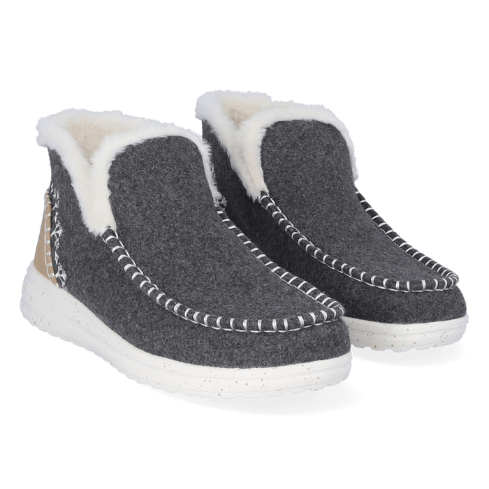Denny Wool Faux Shearling Dames Instappers Grey