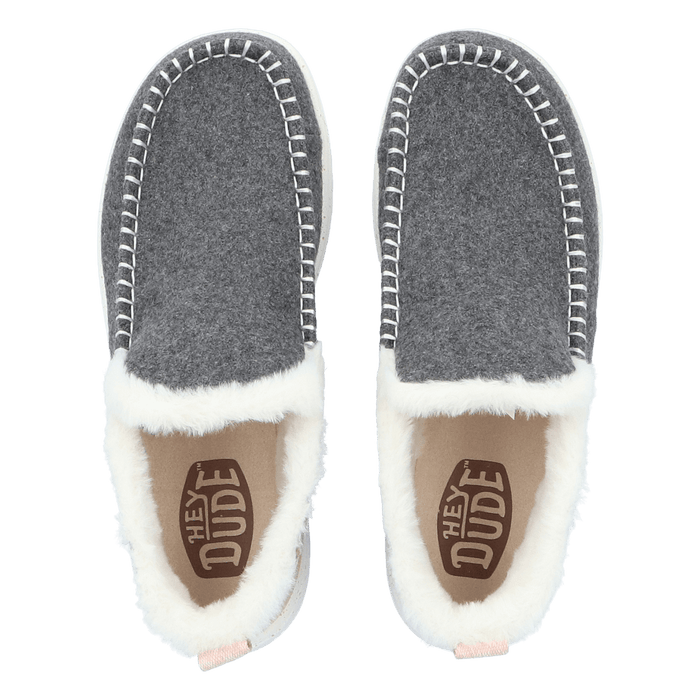 Denny Wool Faux Shearling Dames Instappers Grey
