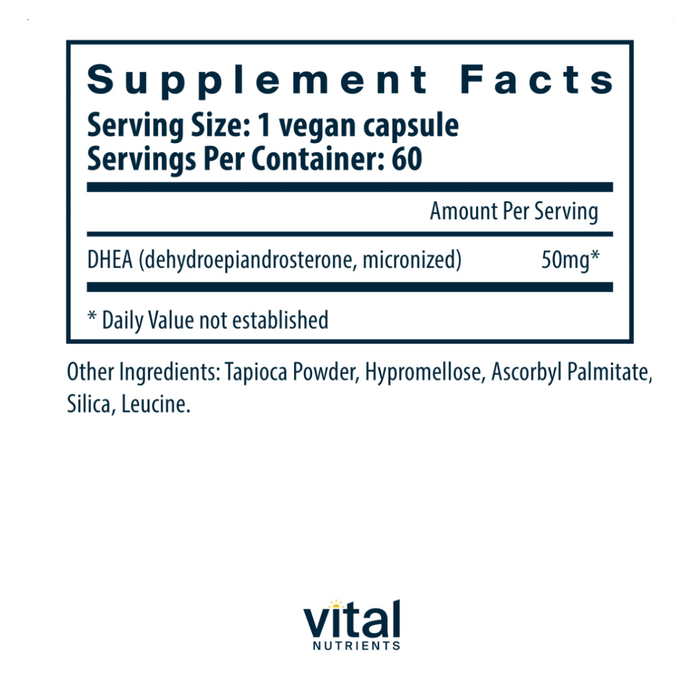 DHEA (Micronized) 50mg by Vital Nutrients