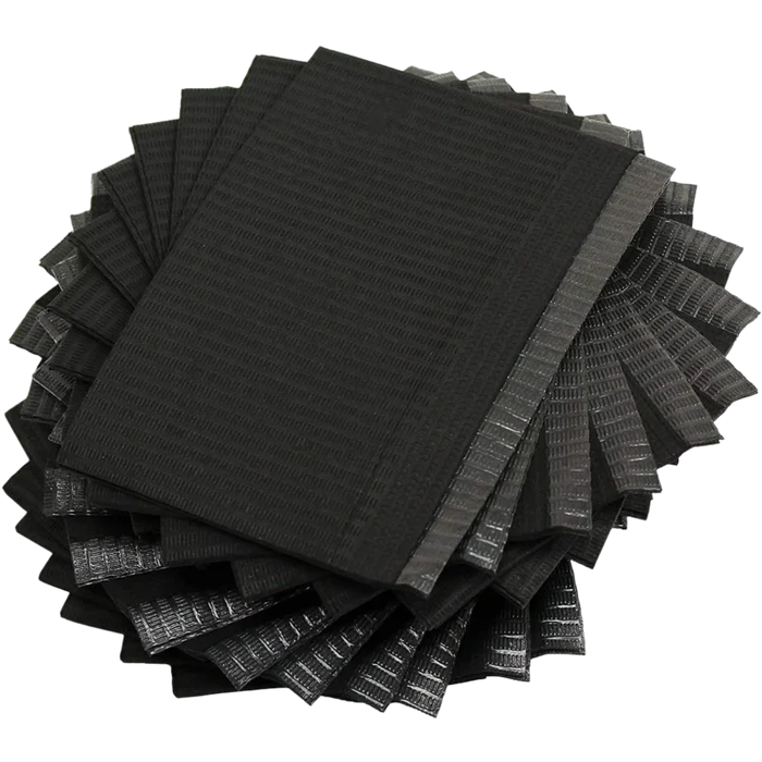 Disposable Dental Bibs - 3 ply - 33x45.5cm - Black (125pcs)
