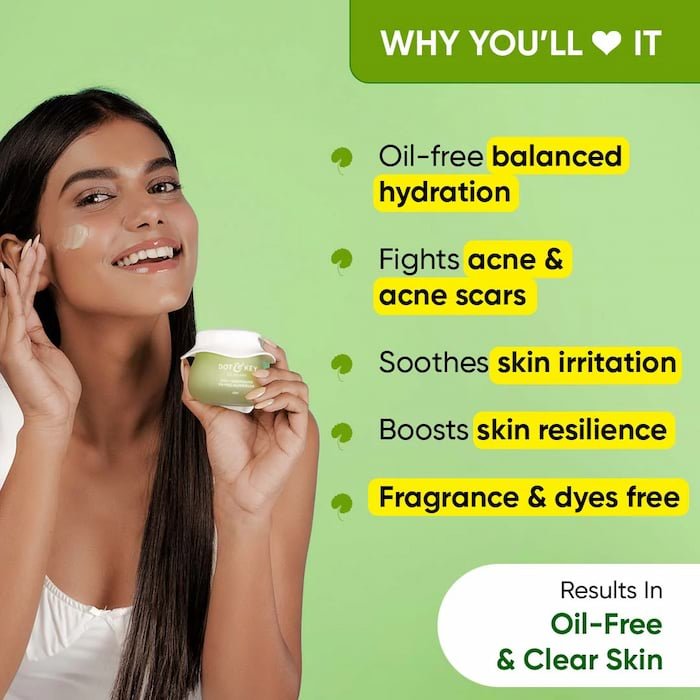 Dot and Key Cica Calming Oil Free Moisturizer for Acne Prone Skin 15ml