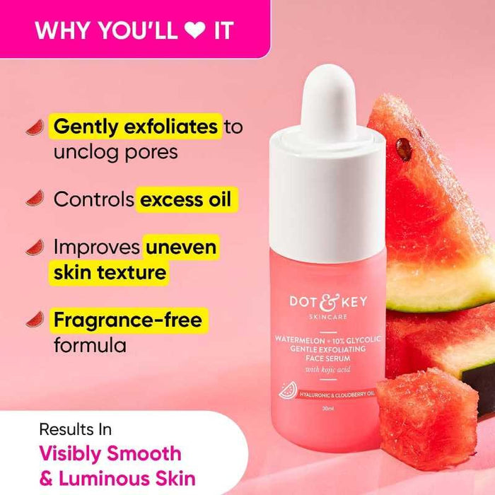 Dot and Key Watermelon + 10% Glycolic Gentle Exfoliating face Serum 30ml