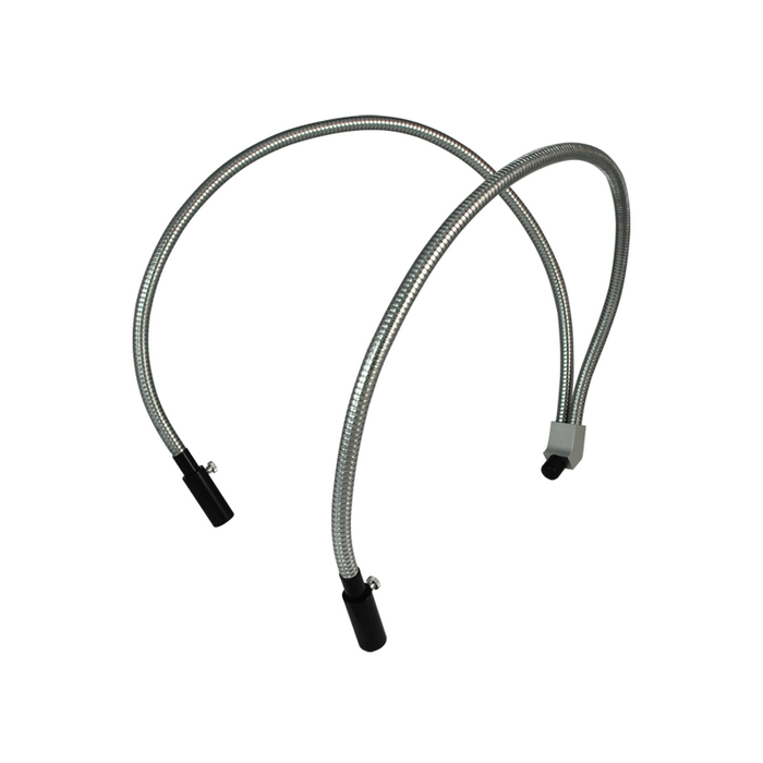 Dual Gooseneck Light Guide Cables for Microscope Fiber Optic Illuminator, Length 800mm, SKU ML25921102, three quarter front view