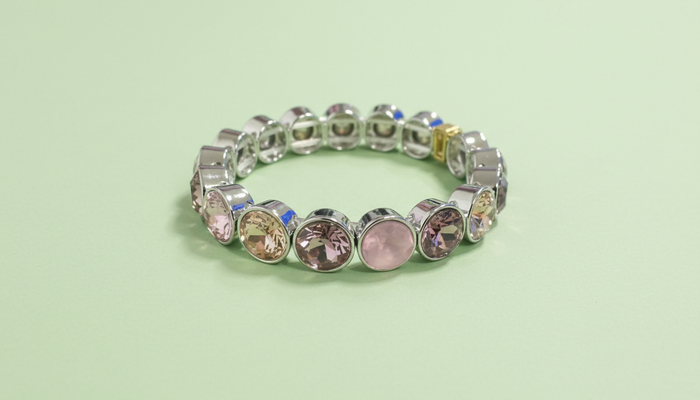 Enamel Stretch Bracelet - Circle Gems - Wren - Asst Colors