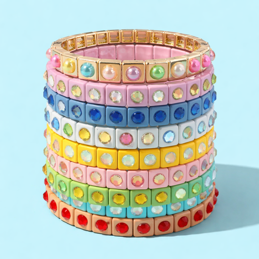 Enamel Stretch Bracelet - Small Gems - Maeve - Asst Colors