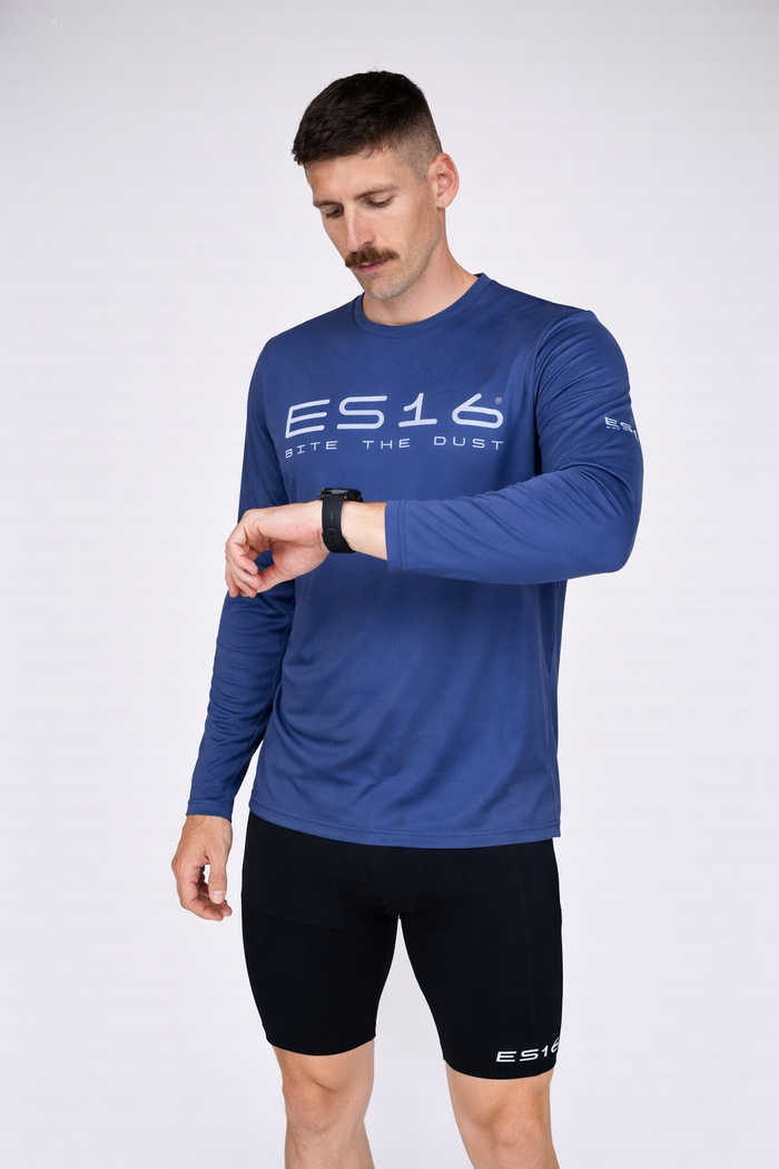 ES16 Løbetrøje LS – Performance Merino Blend Blue