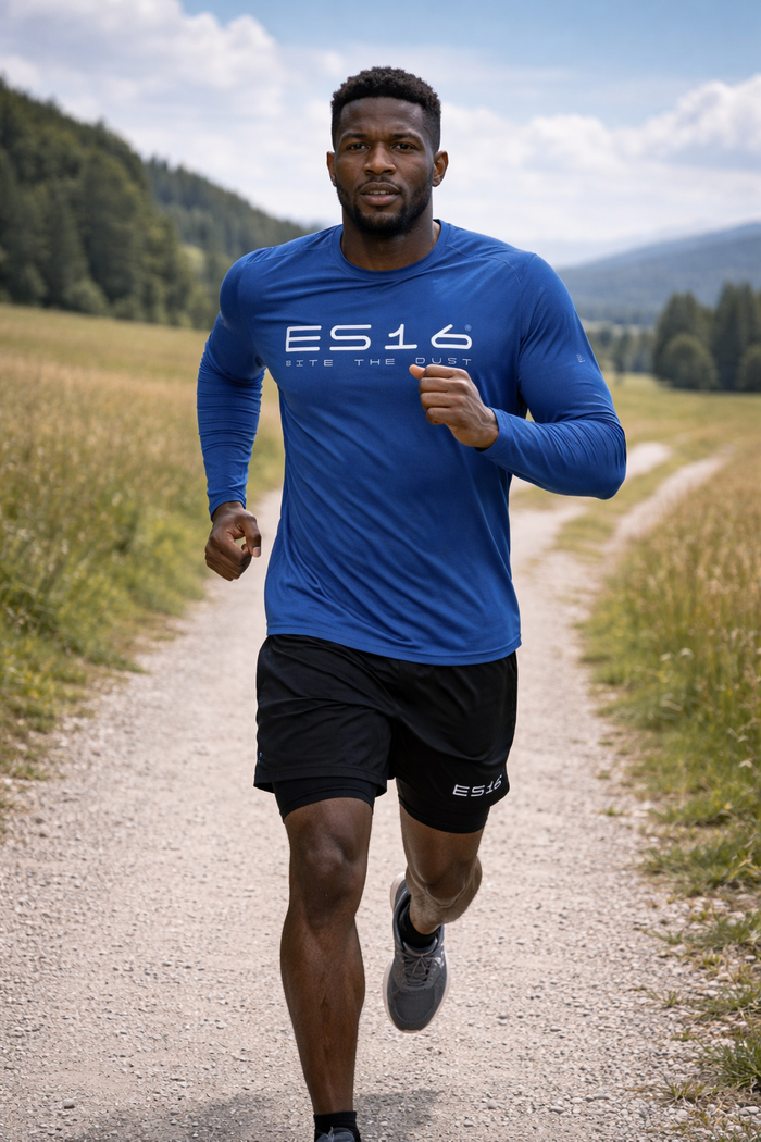 ES16 Løbetrøje LS – Performance Merino Blend Blue