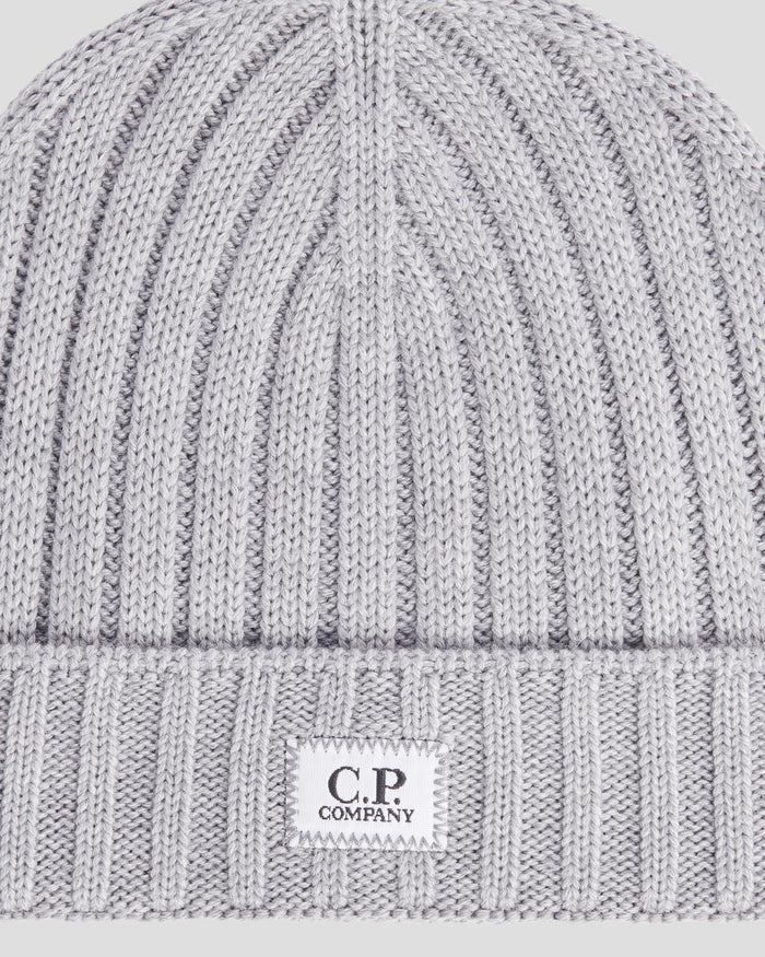 Extra Fine Merino Wool Logo Beanie Grey Melange