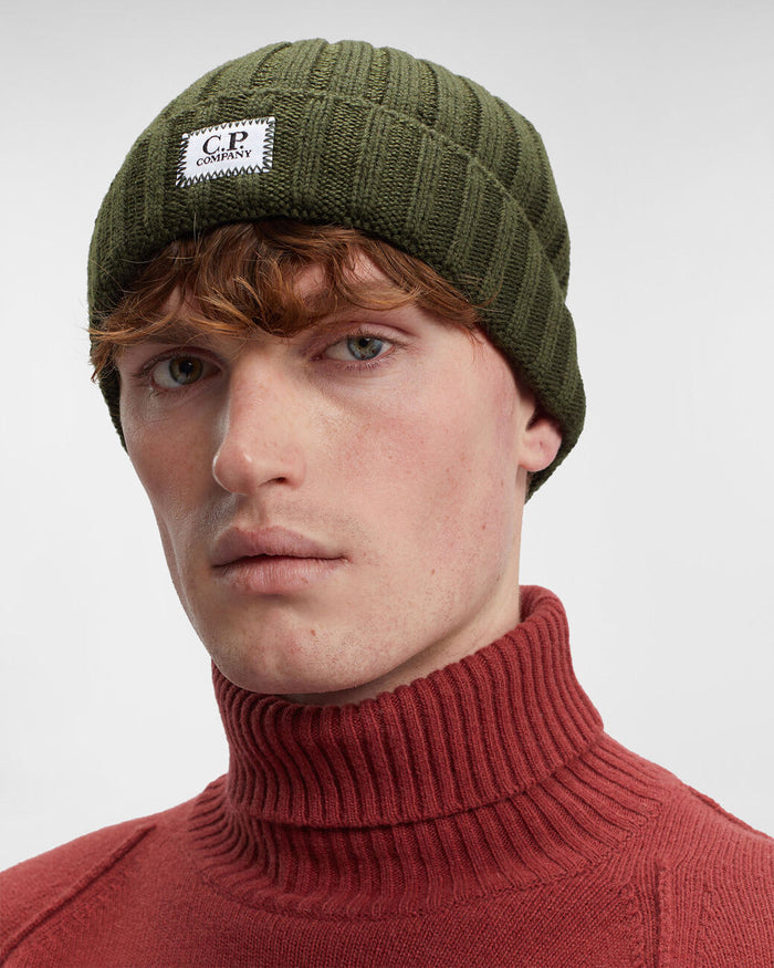 Extra Fine Merino Wool Logo Beanie IVY Green