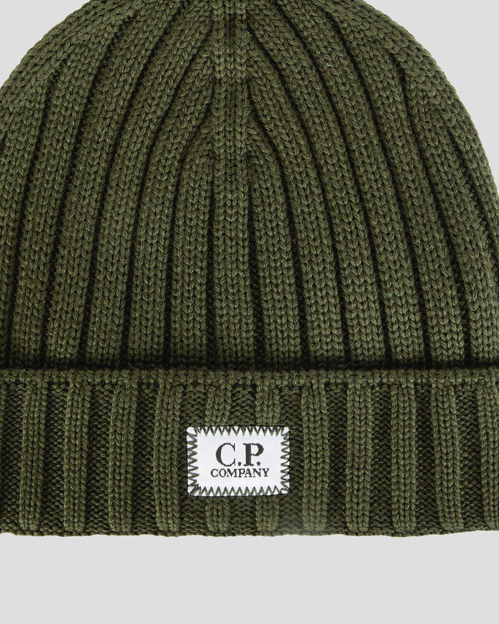 Extra Fine Merino Wool Logo Beanie IVY Green
