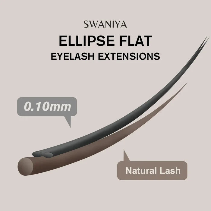 Flat Eyelashes Extensions 0.10mm Matte Black| Swaniya Lashes