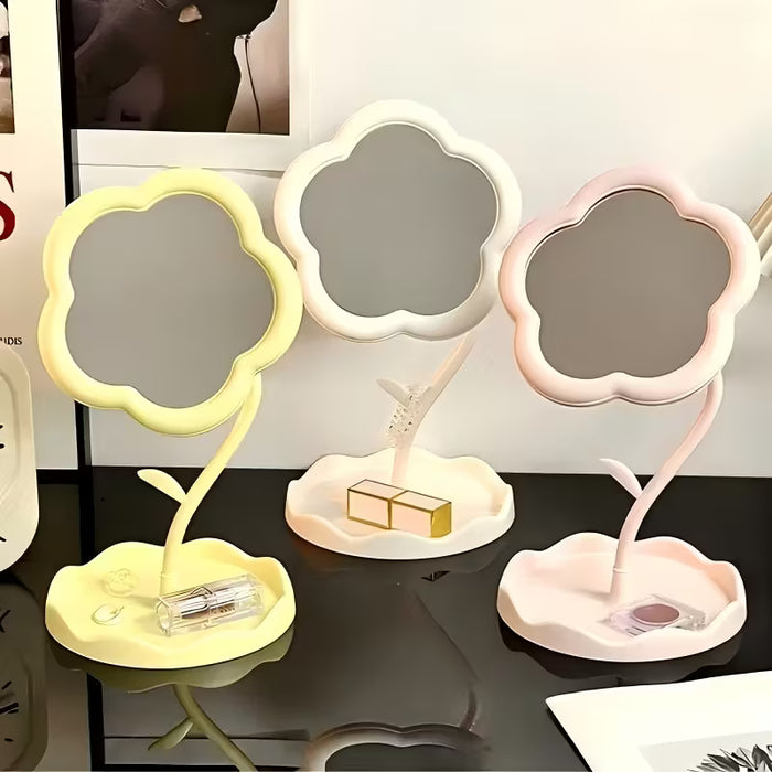 Floral-Shaped Makeup Mirror with an Adjustable Stand
