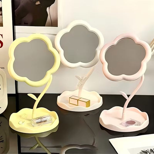 Floral-Shaped Makeup Mirror with an Adjustable Stand