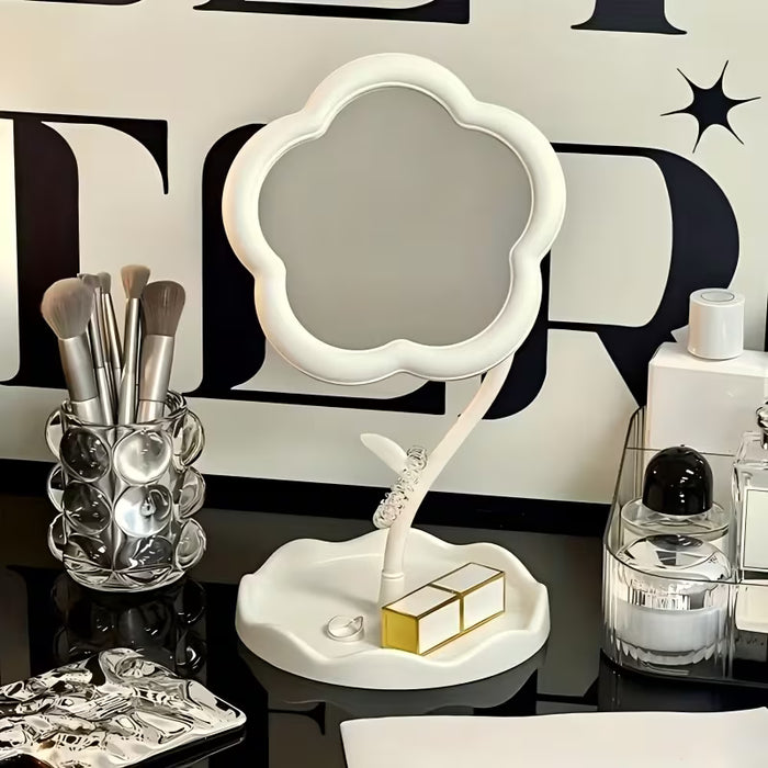 Floral-Shaped Makeup Mirror with an Adjustable Stand