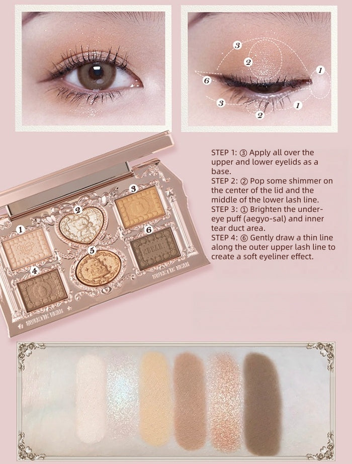 Flower Knows Sweetie Bear Collection 6-color Eyeshadow Palette T5931