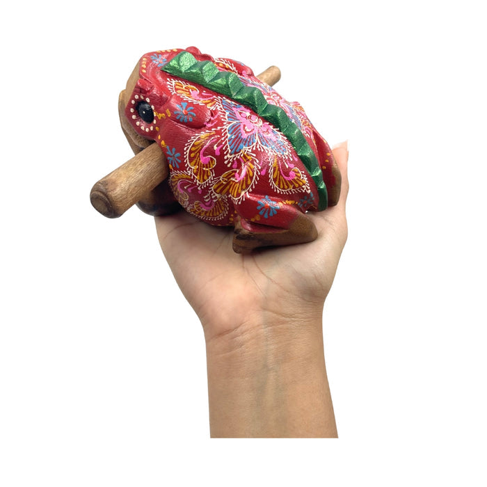 Frog Hand Painted Wooden Carving