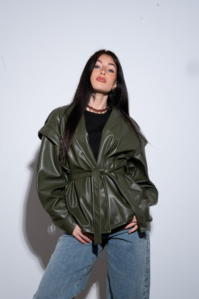 Giacca Eco Leather Olive