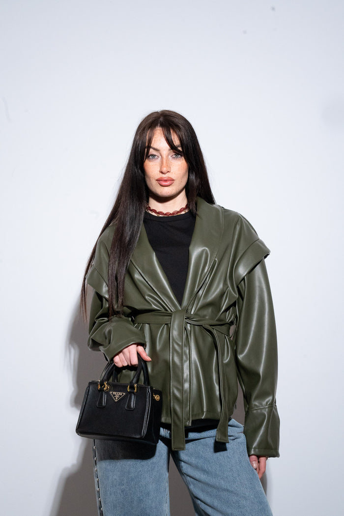 Giacca Eco Leather Olive