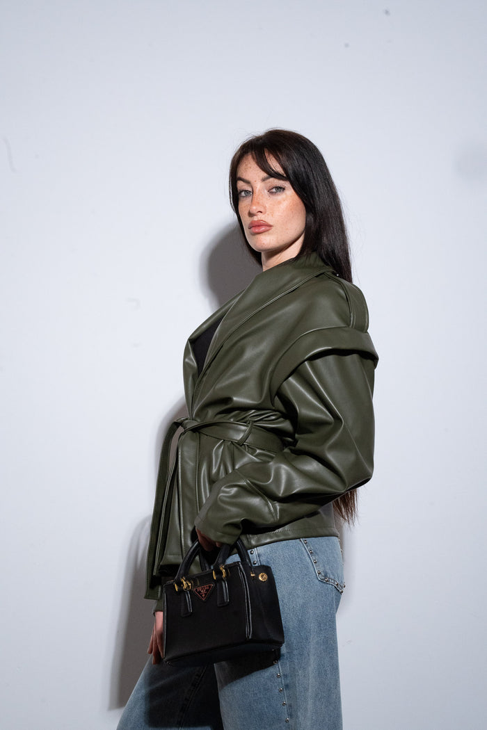 Giacca Eco Leather Olive