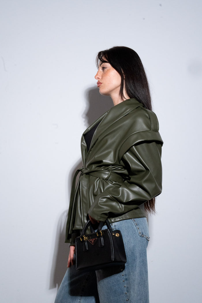 Giacca Eco Leather Olive