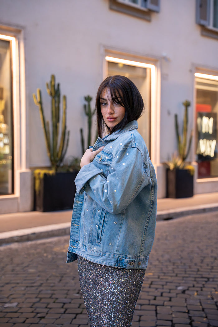 Giacca in Jeans con Strass