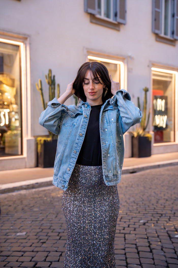Giacca in Jeans con Strass