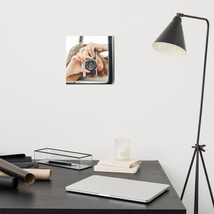 girl holding a camera print