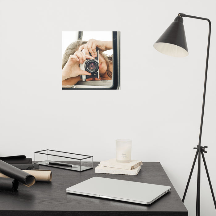 girl holding a camera print