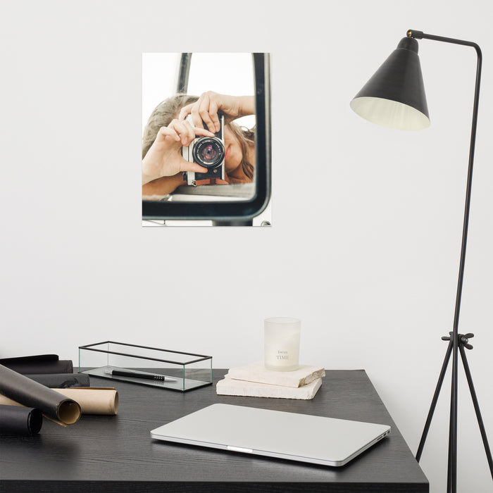 girl holding a camera print