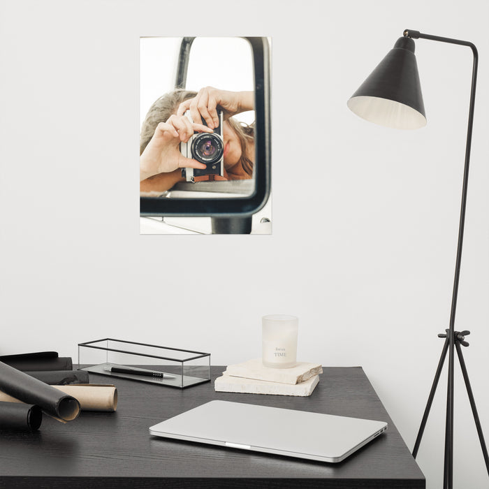 girl holding a camera print