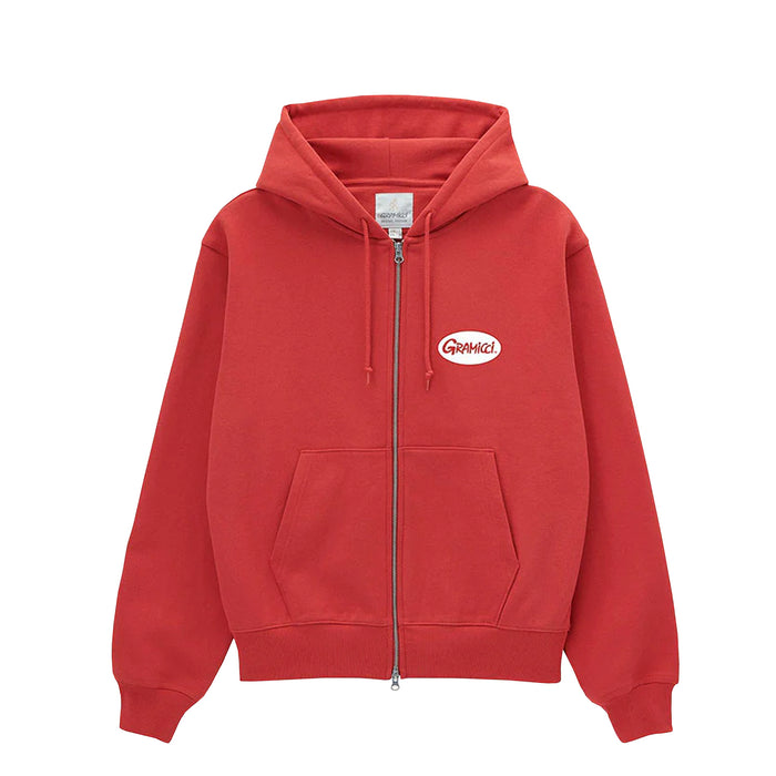 Gramicci OVAL PATCH ZIP HOODED SWEATSHIRT, Crimson Red