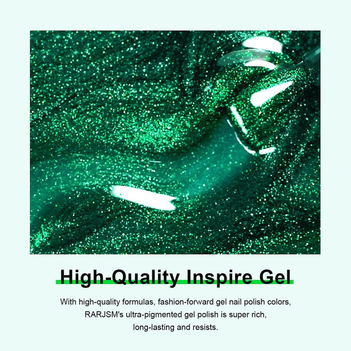 Shiny Magic Cat Eye Gel Polish Texture Green Glitter Detail