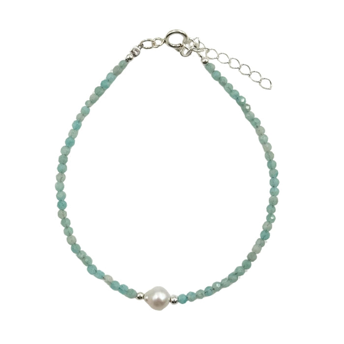 Green Onyx Faceted Stone & Charm Bracelet 925