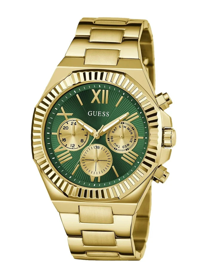 Guess Round 44mm Green Dial Analog Watch - GW0703G2